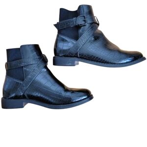 ASOS DESIGN Brooklyn Ankle Boots in Black Croc Size 7